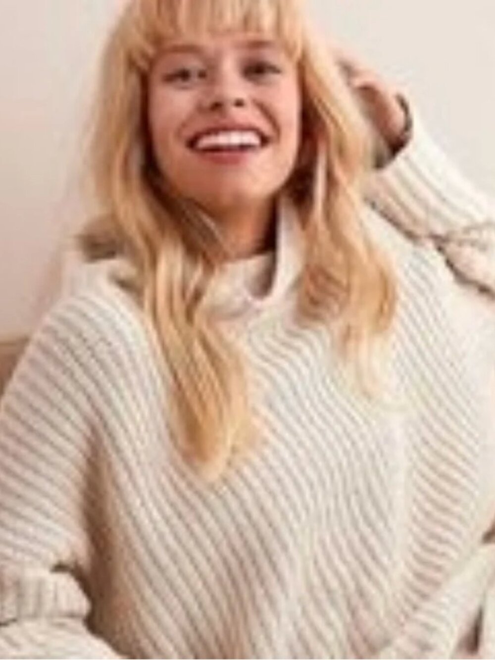 Aerie Cream Chunky Knit Balloon Sleeve Sweater Small Cozy Oversized